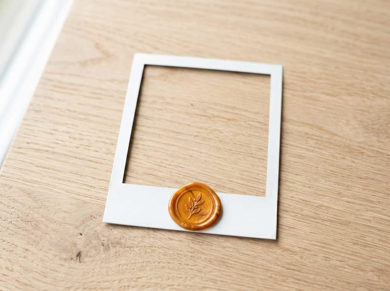 Polaroid frame with an amber wax seal, a reviewed dispatch example marker.